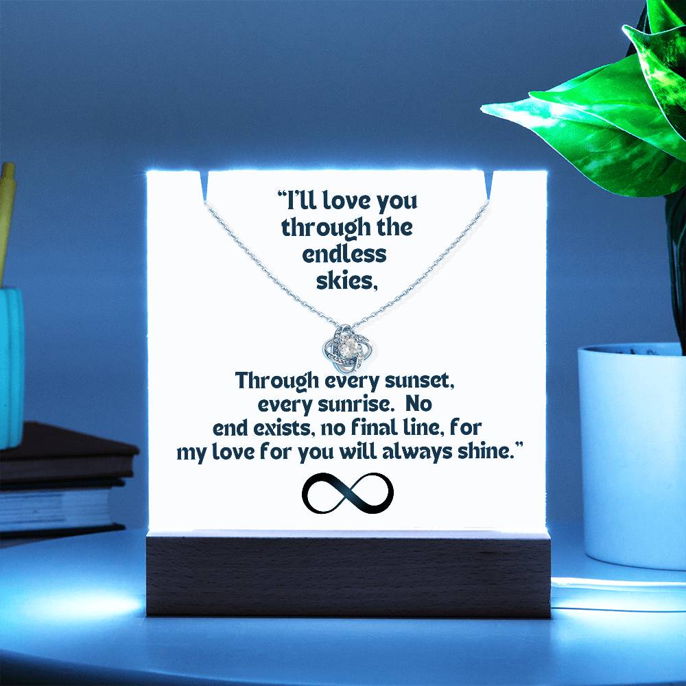 Color LED Acrylic Infinity Card and  KNOT Necklace  For my Wife/ Girlfriend & Husband/ Boyfriend Infinite love Keepsake 4