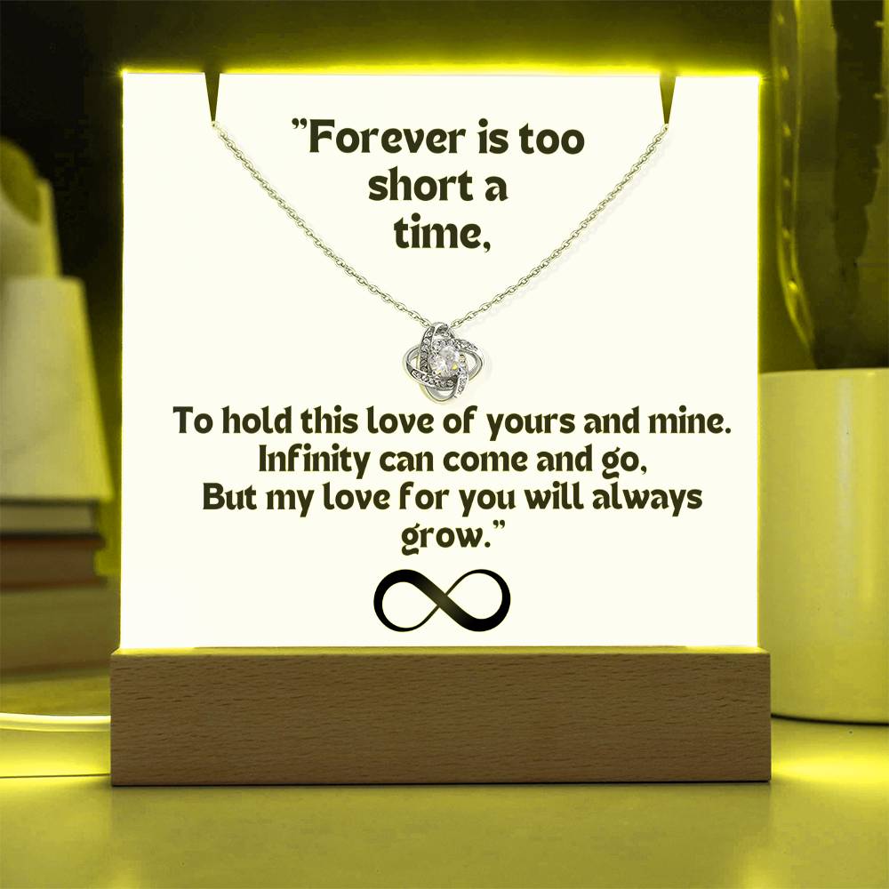 Color LED Acrylic Infinity Card White Background Black Text and  Infinity KNOT Necklace  For my Wife/ Girlfriend & Husband/ Boyfriend Infinite love Keepsake 3