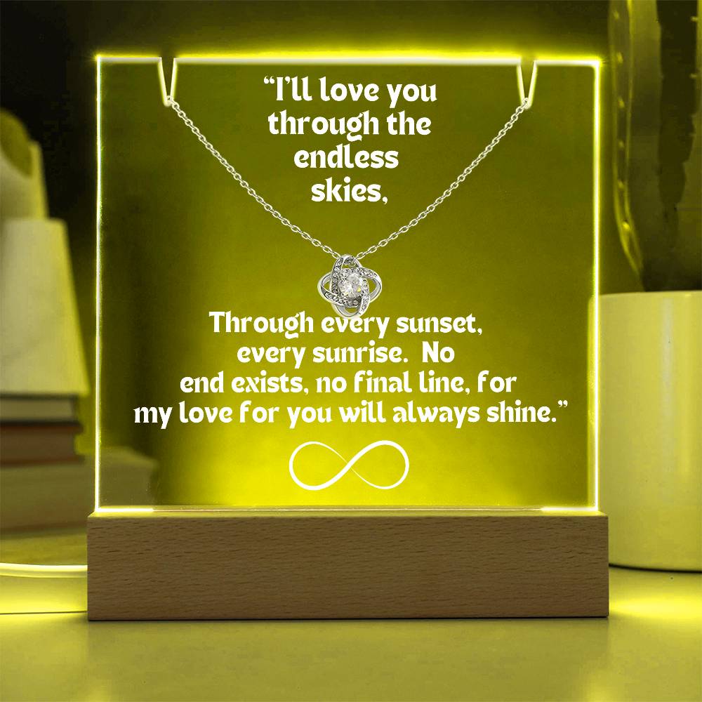 Color LED Acrylic Infinity Card WHITE Writing and  HEART Necklace  For my Wife/ Girlfriend & Husband/ Boyfriend Infinite love Keepsake  1