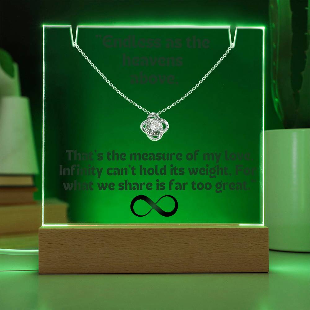 Infinity KNOT Necklace Color LED Acrylic Infinity Card Black Text For my Wife/ Girlfriend & Husband/ Boyfriend Infinite love Keepsake 5