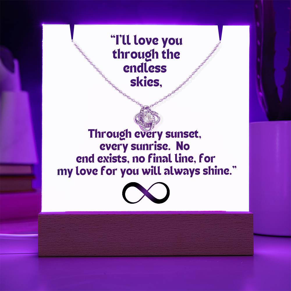 Color LED Acrylic Infinity Card and  KNOT Necklace  For my Wife/ Girlfriend & Husband/ Boyfriend Infinite love Keepsake 4