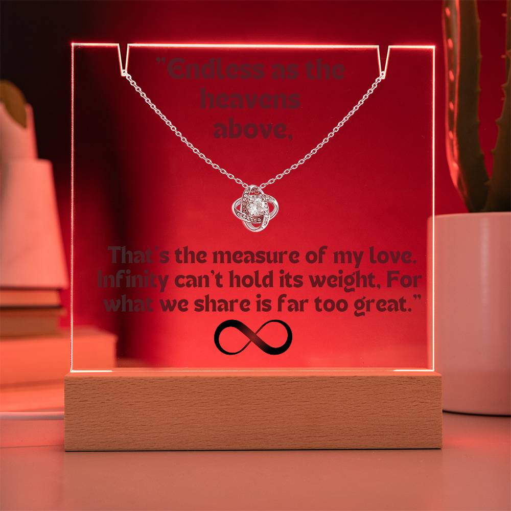 Infinity KNOT Necklace Color LED Acrylic Infinity Card Black Text For my Wife/ Girlfriend & Husband/ Boyfriend Infinite love Keepsake 5