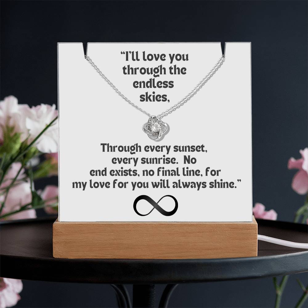 Color LED Acrylic Infinity Card and  KNOT Necklace  For my Wife/ Girlfriend & Husband/ Boyfriend Infinite love Keepsake 4