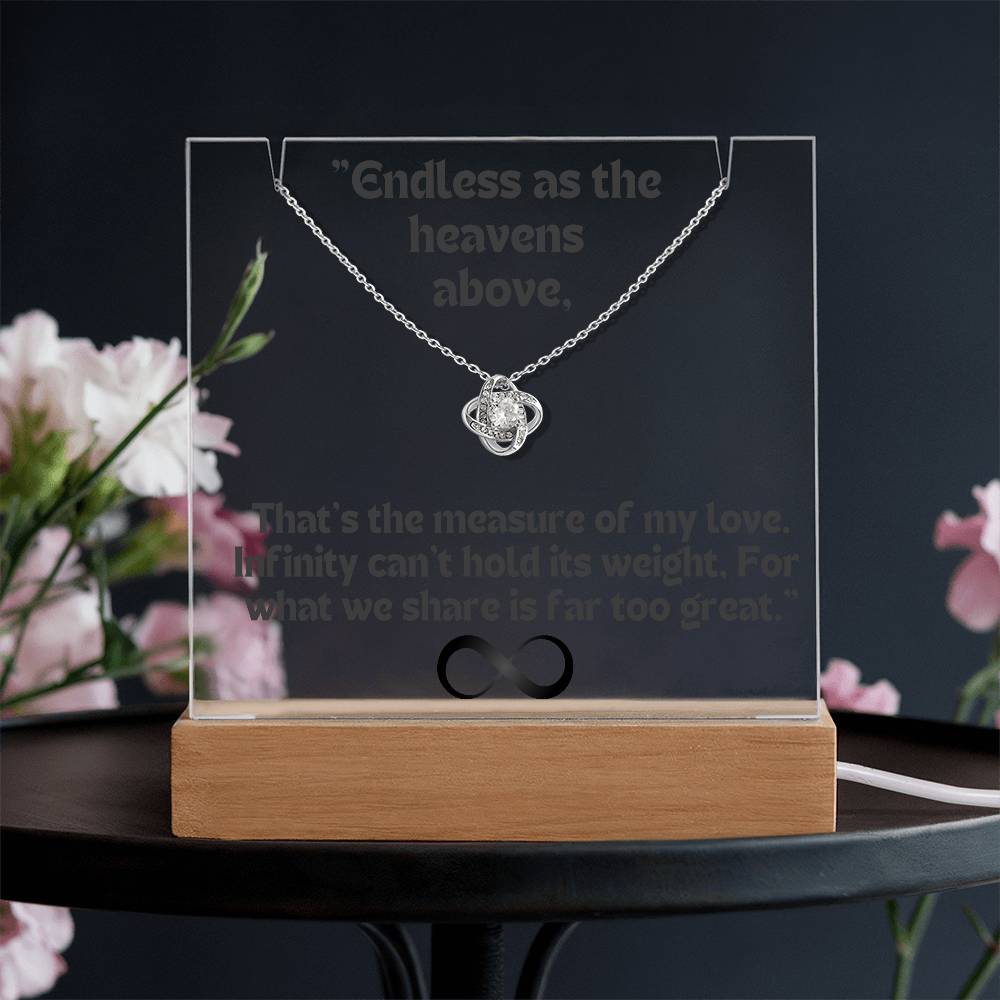 Infinity KNOT Necklace Color LED Acrylic Infinity Card Black Text For my Wife/ Girlfriend & Husband/ Boyfriend Infinite love Keepsake 5