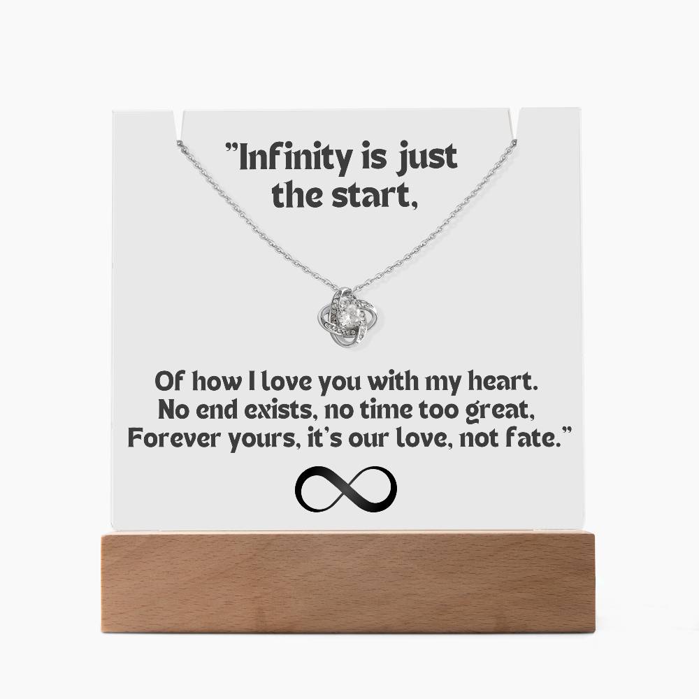 Color LED Acrylic Infinity Card White Background Black Text and  KNOT Necklace  For my Wife/ Girlfriend & Husband/ Boyfriend Infinite love Keepsake 1