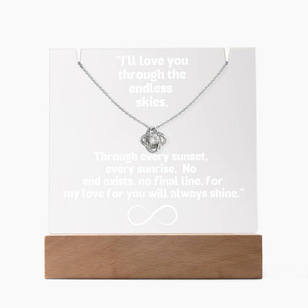 Color LED Acrylic Infinity Card WHITE Writing and  HEART Necklace  For my Wife/ Girlfriend & Husband/ Boyfriend Infinite love Keepsake  1