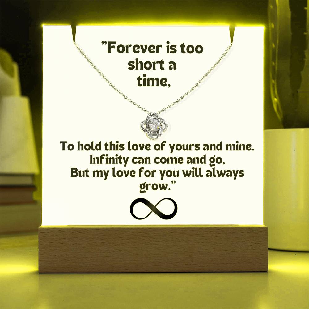 Color LED Acrylic Infinity Card White Background Black Text and Infinity  KNOT Necklace  For my Wife/ Girlfriend & Husband/ Boyfriend Infinite love Keepsake 2