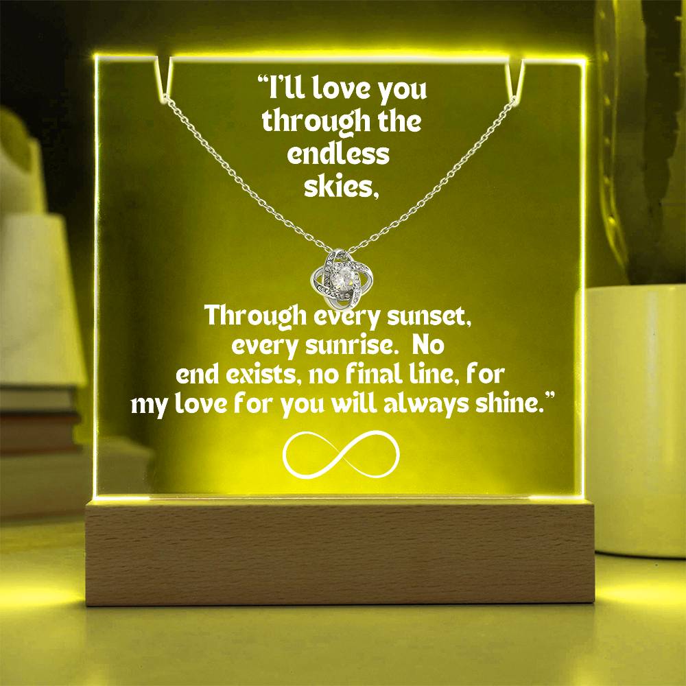 Color LED Acrylic Infinity Card WHITE Writing and  HEART Necklace  For my Wife/ Girlfriend & Husband/ Boyfriend Infinite love Keepsake  1