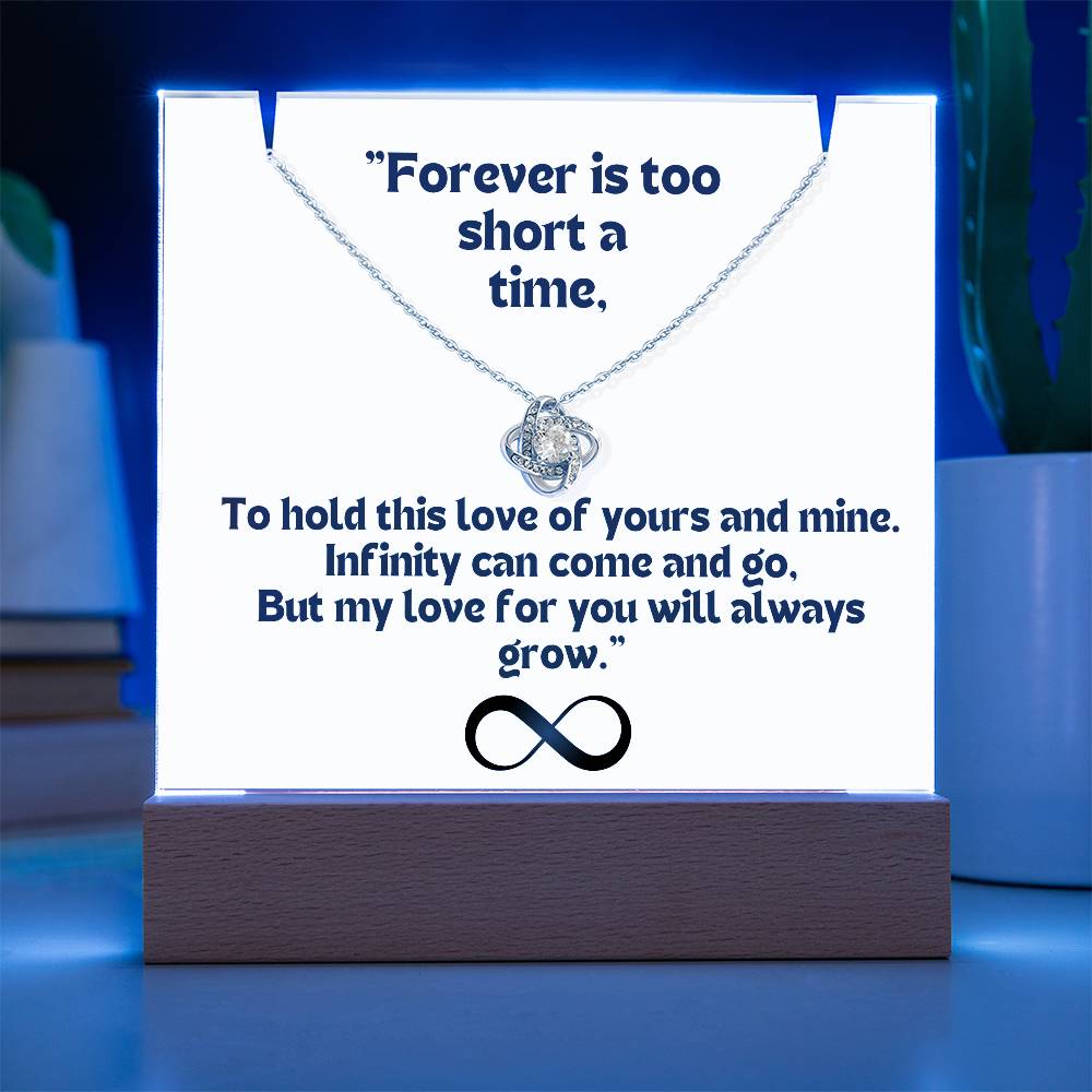 Color LED Acrylic Infinity Card White Background Black Text and  Infinity KNOT Necklace  For my Wife/ Girlfriend & Husband/ Boyfriend Infinite love Keepsake 3