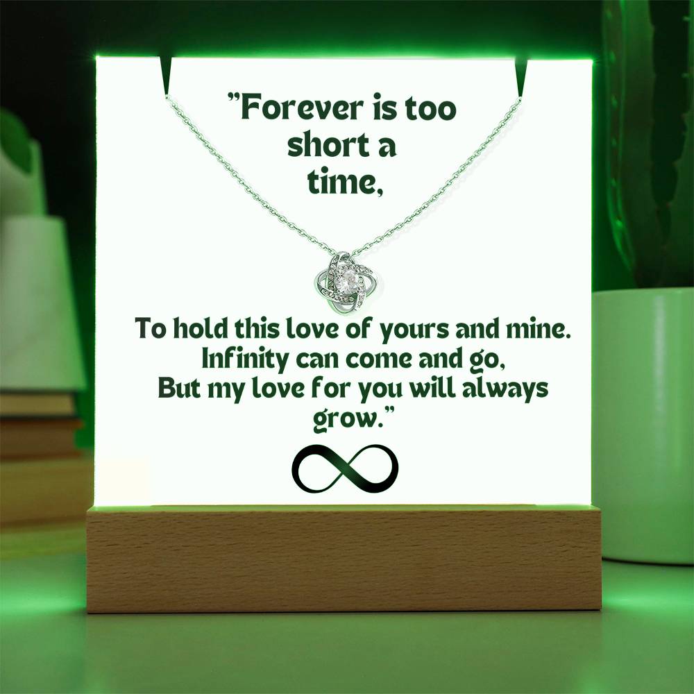 Color LED Acrylic Infinity Card White Background Black Text and  Infinity KNOT Necklace  For my Wife/ Girlfriend & Husband/ Boyfriend Infinite love Keepsake 3