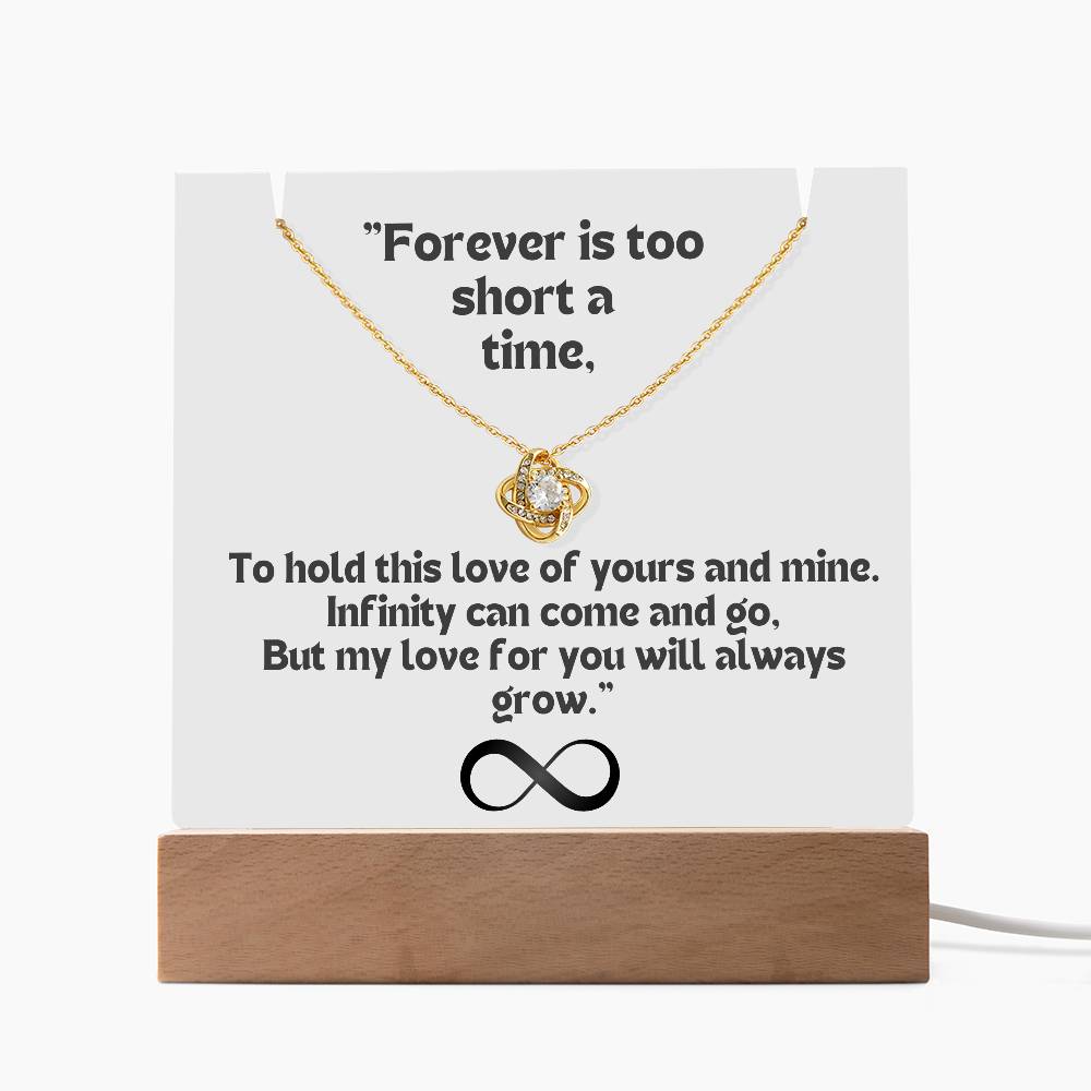 Color LED Acrylic Infinity Card White Background Black Text and Infinity  KNOT Necklace  For my Wife/ Girlfriend & Husband/ Boyfriend Infinite love Keepsake 2