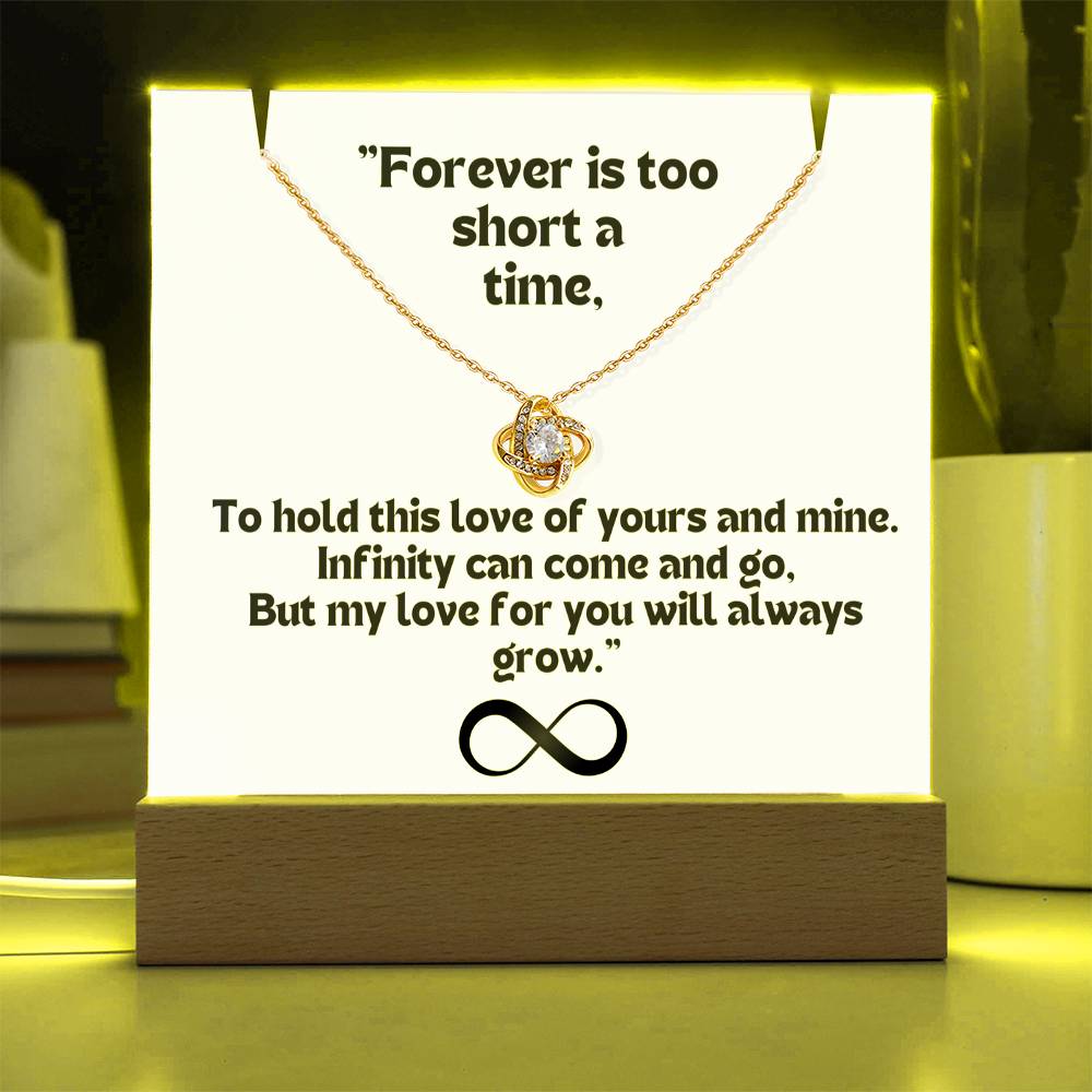 Color LED Acrylic Infinity Card White Background Black Text and Infinity  KNOT Necklace  For my Wife/ Girlfriend & Husband/ Boyfriend Infinite love Keepsake 2