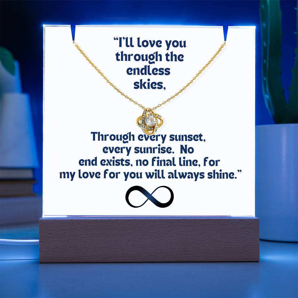 Color LED Acrylic Infinity Card and  KNOT Necklace  For my Wife/ Girlfriend & Husband/ Boyfriend Infinite love Keepsake 4