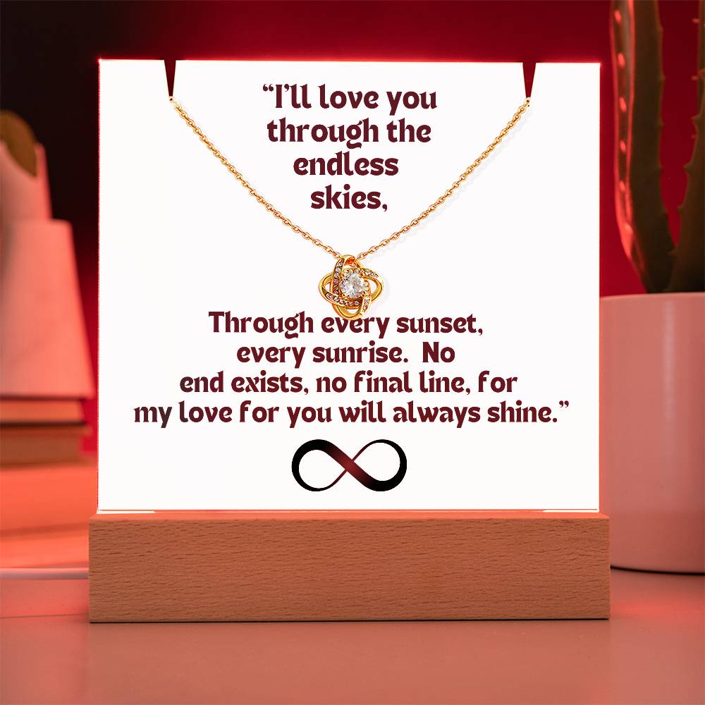 Color LED Acrylic Infinity Card and  KNOT Necklace  For my Wife/ Girlfriend & Husband/ Boyfriend Infinite love Keepsake 4