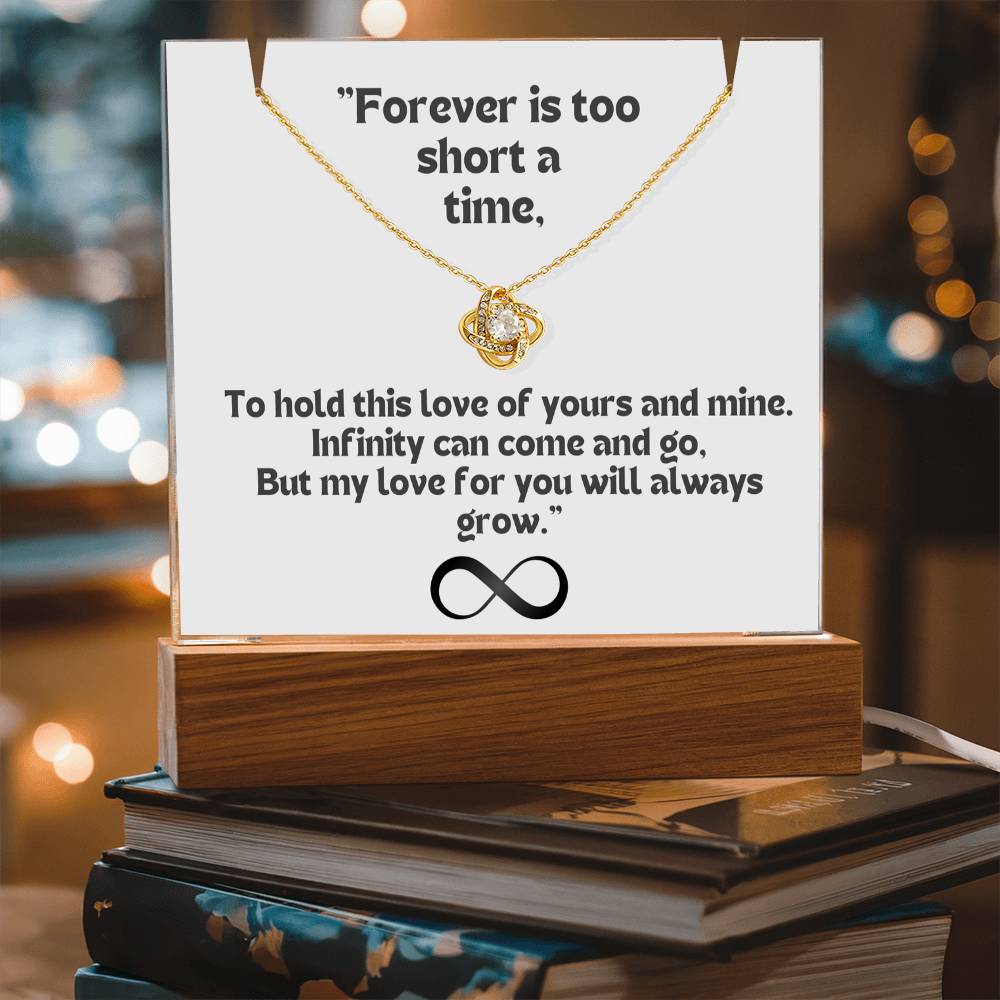 Color LED Acrylic Infinity Card White Background Black Text and Infinity  KNOT Necklace  For my Wife/ Girlfriend & Husband/ Boyfriend Infinite love Keepsake 2