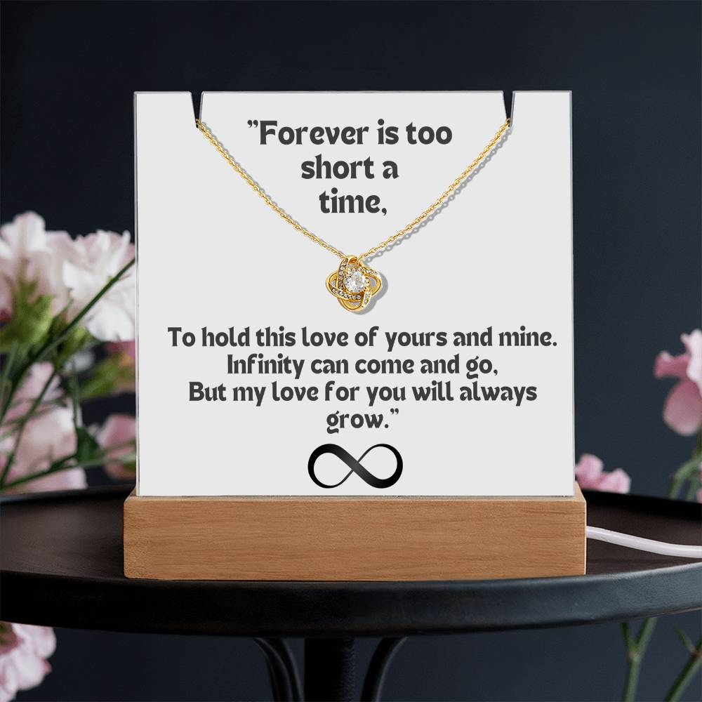 Color LED Acrylic Infinity Card White Background Black Text and Infinity  KNOT Necklace  For my Wife/ Girlfriend & Husband/ Boyfriend Infinite love Keepsake 2