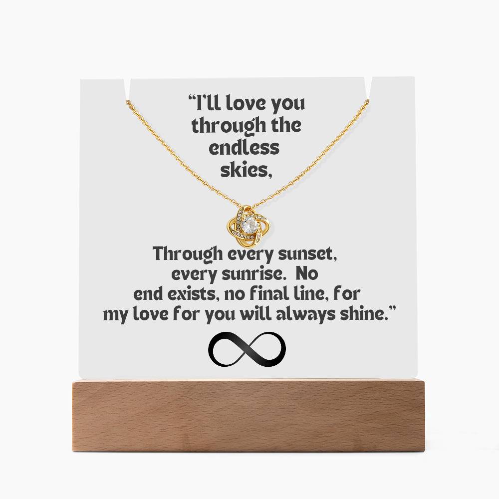 Color LED Acrylic Infinity Card and  KNOT Necklace  For my Wife/ Girlfriend & Husband/ Boyfriend Infinite love Keepsake 4