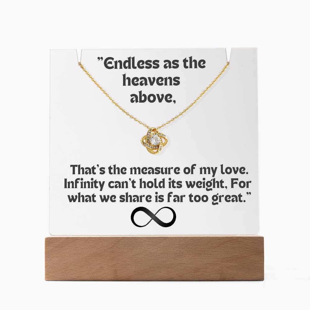 Infinity KNOT Necklace Color LED Acrylic Infinity Card Black Text For my Wife/ Girlfriend & Husband/ Boyfriend Infinite love Keepsake 5