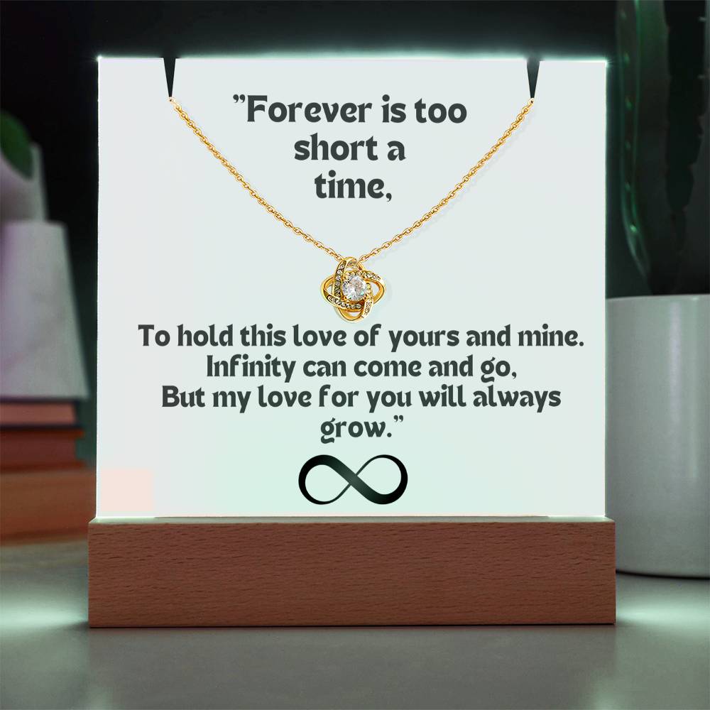 Color LED Acrylic Infinity Card White Background Black Text and  Infinity KNOT Necklace  For my Wife/ Girlfriend & Husband/ Boyfriend Infinite love Keepsake 3