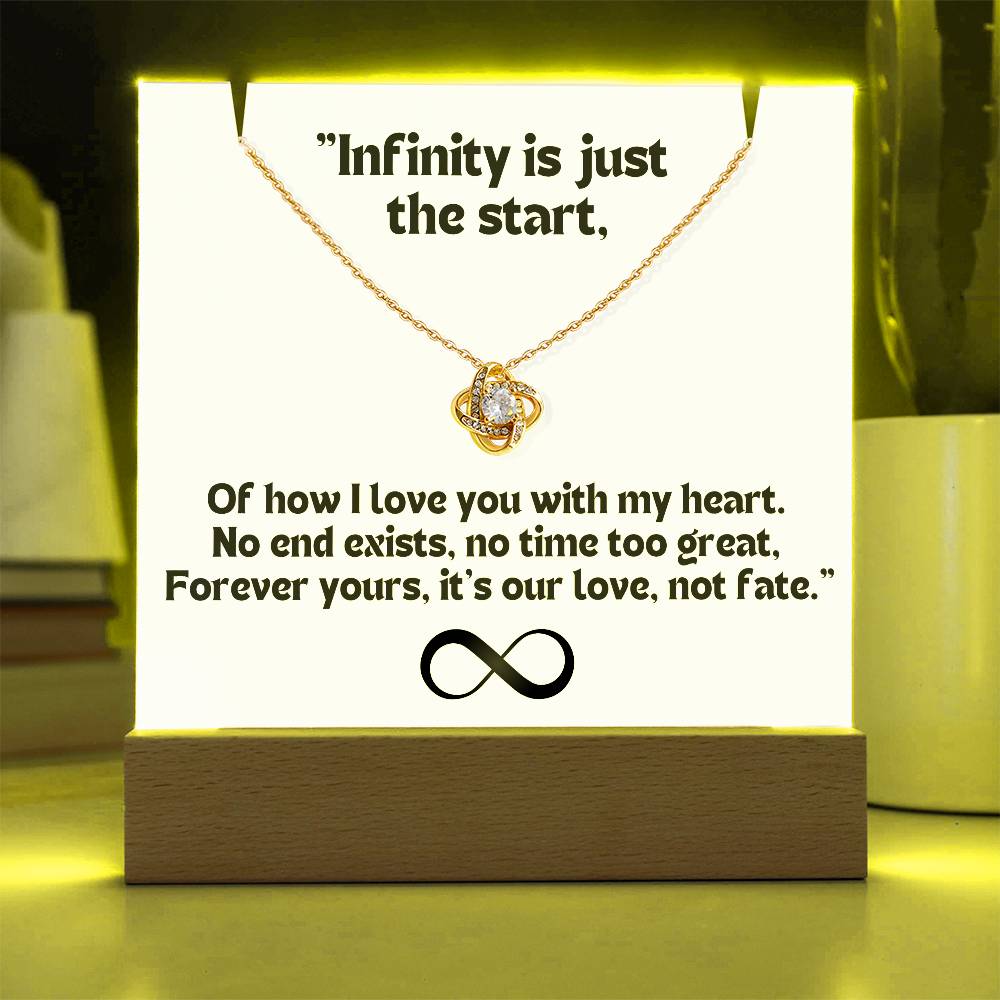 Color LED Acrylic Infinity Card White Background Black Text and  KNOT Necklace  For my Wife/ Girlfriend & Husband/ Boyfriend Infinite love Keepsake 1