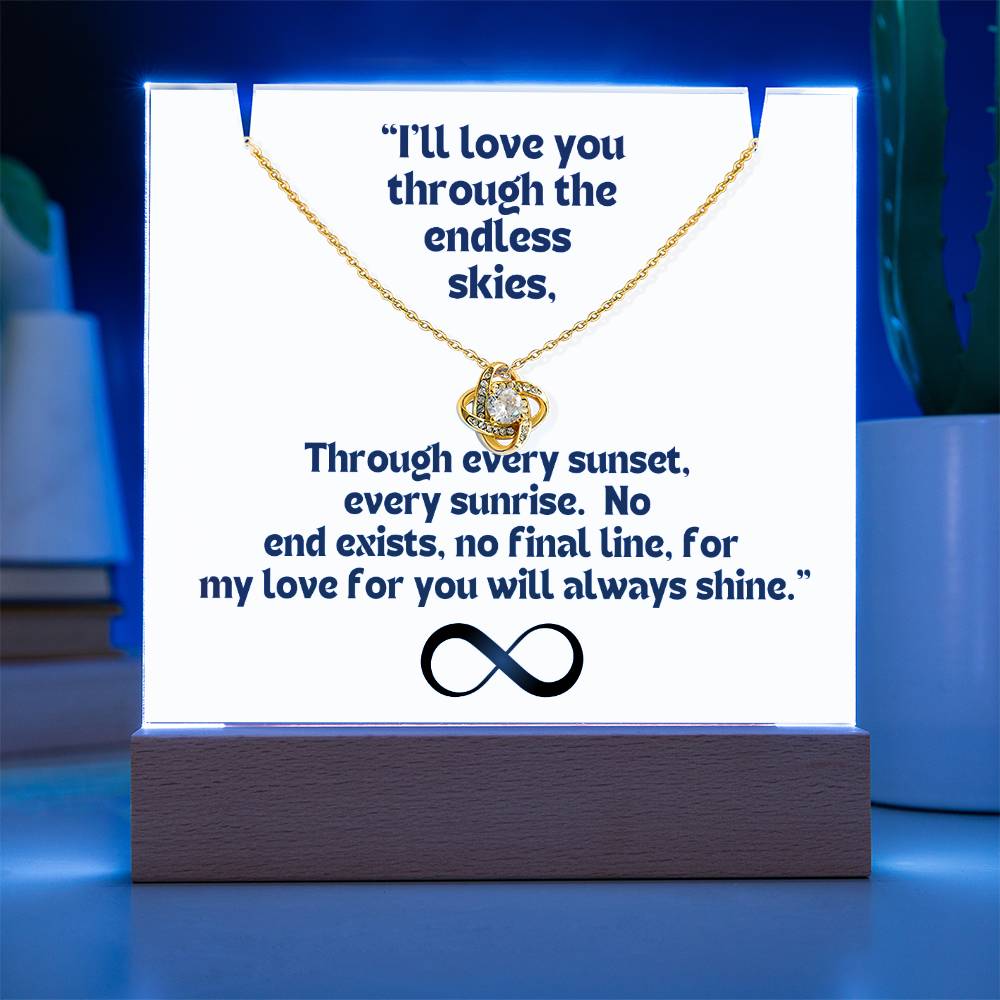 Color LED Acrylic Infinity Card and  KNOT Necklace  For my Wife/ Girlfriend & Husband/ Boyfriend Infinite love Keepsake 4