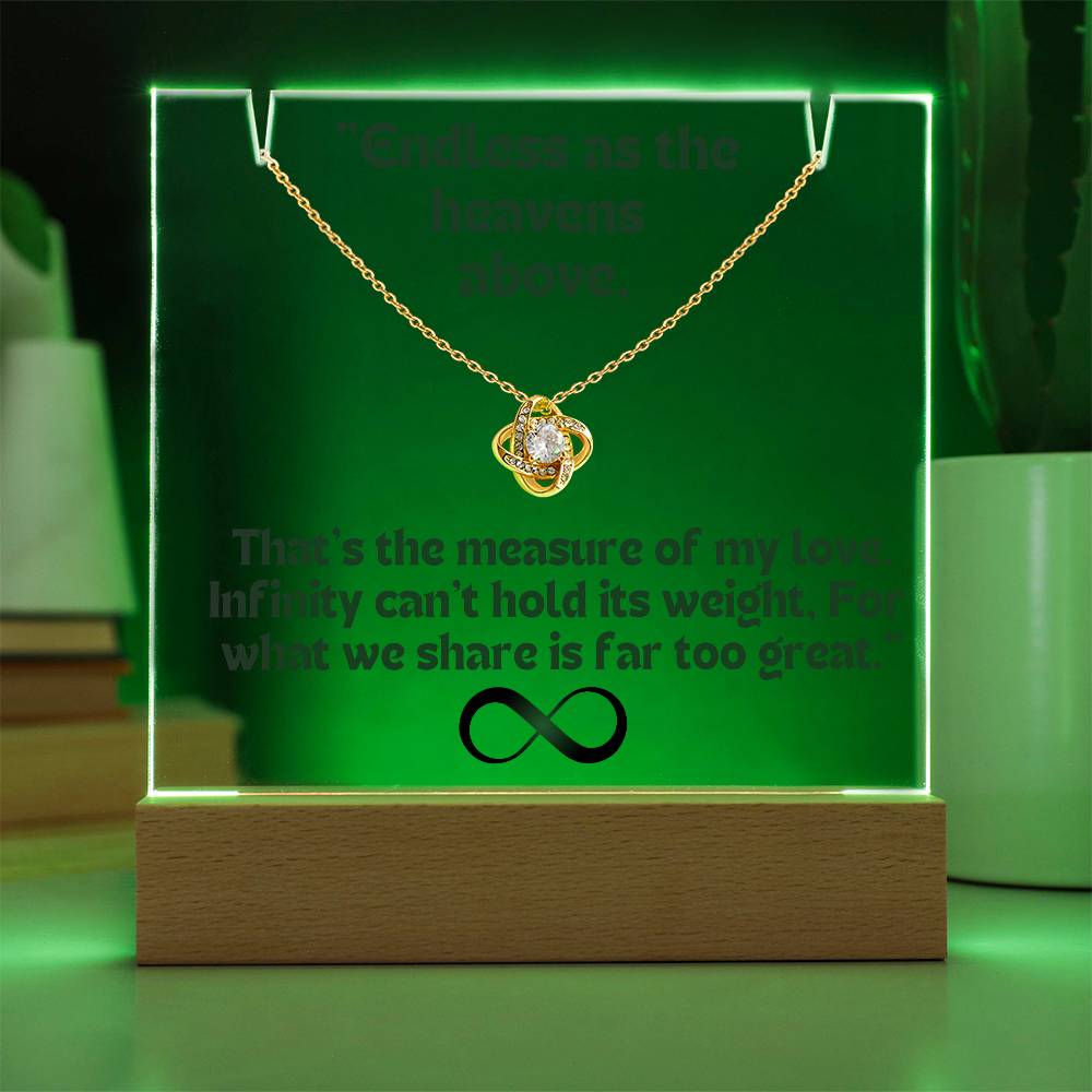 Infinity KNOT Necklace Color LED Acrylic Infinity Card Black Text For my Wife/ Girlfriend & Husband/ Boyfriend Infinite love Keepsake 5