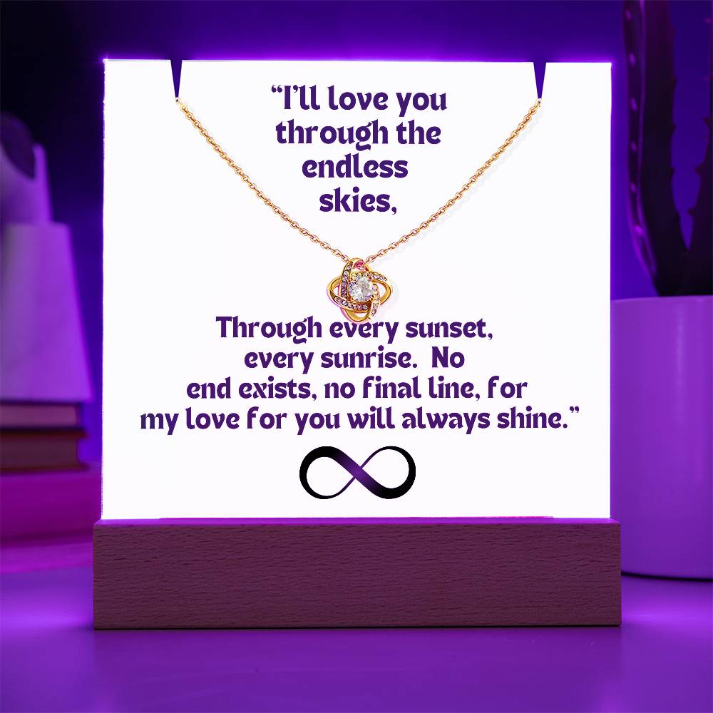 Color LED Acrylic Infinity Card and  KNOT Necklace  For my Wife/ Girlfriend & Husband/ Boyfriend Infinite love Keepsake 4