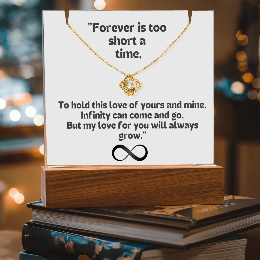 Color LED Acrylic Infinity Card White Background Black Text and Infinity  KNOT Necklace  For my Wife/ Girlfriend & Husband/ Boyfriend Infinite love Keepsake 2