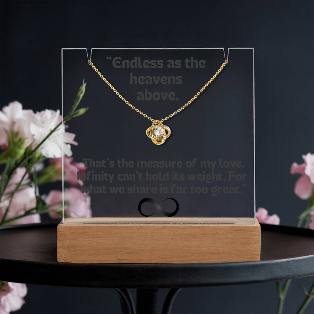 Infinity KNOT Necklace Color LED Acrylic Infinity Card Black Text For my Wife/ Girlfriend & Husband/ Boyfriend Infinite love Keepsake 5