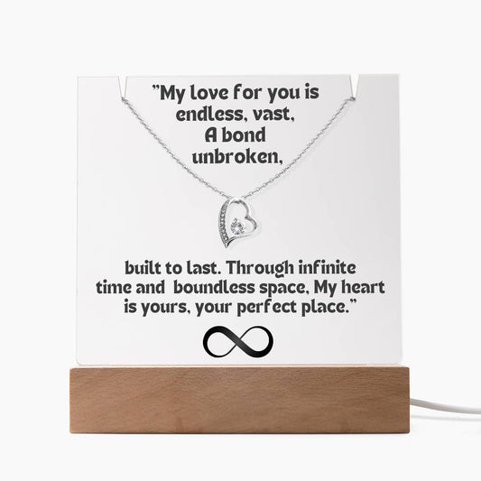 Color LED Acrylic Infinity Card Black Text and  HEART Necklace  For my Wife/ Girlfriend & Husband/ Boyfriend Infinite love Keepsake 4