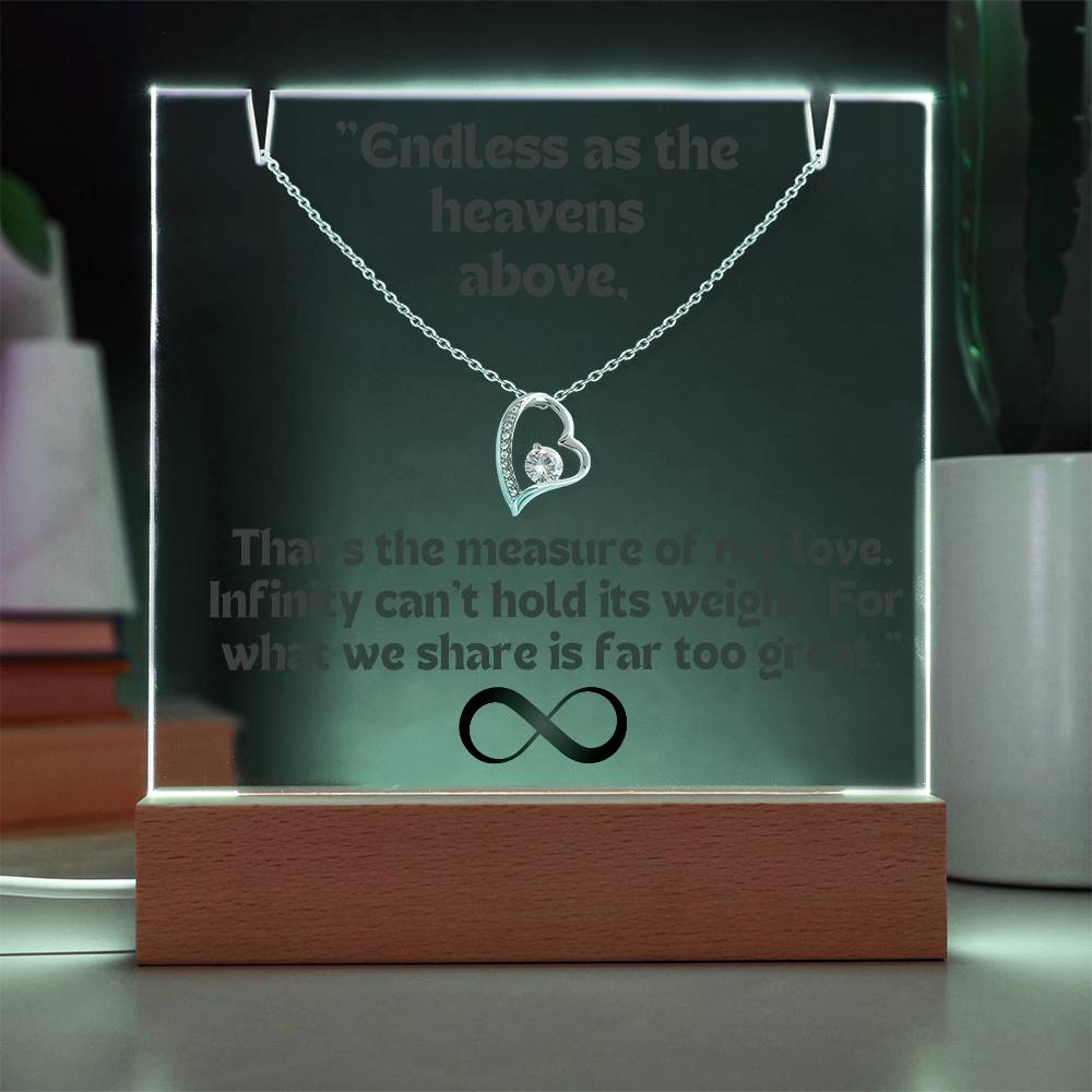 To my Wife/ Girlfriend & Husband/ Boyfriend Infinite love Keepsake Acrylic Infinity Card  Black Text & Heart Necklace 5