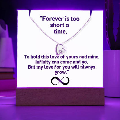 Color LED Acrylic Infinity Card WHITE Background and  HEART Necklace  For my Wife/ Girlfriend & Husband/ Boyfriend Infinite love Keepsake 2