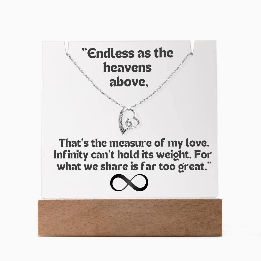 To my Wife/ Girlfriend & Husband/ Boyfriend Infinite love Keepsake Acrylic Infinity Card  Black Text & Heart Necklace 5