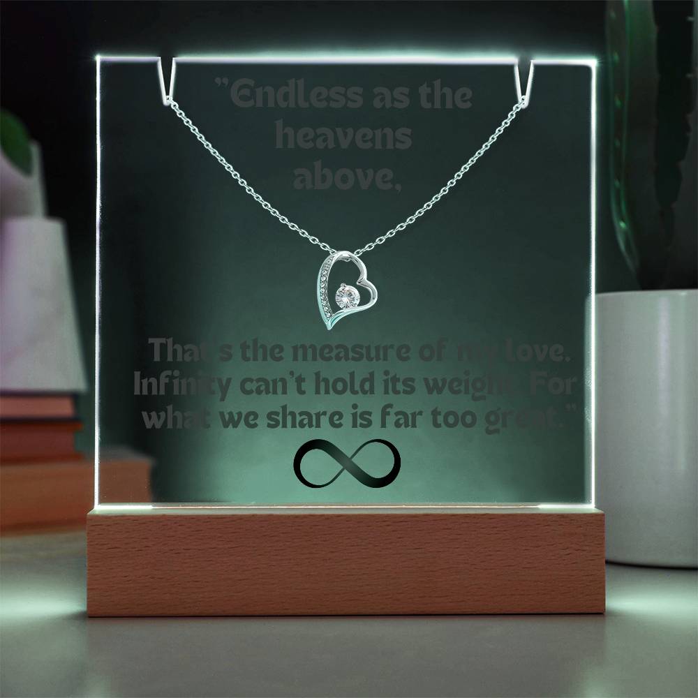 To my Wife/ Girlfriend & Husband/ Boyfriend Infinite love Keepsake Acrylic Infinity Card  Black Text & Heart Necklace 5