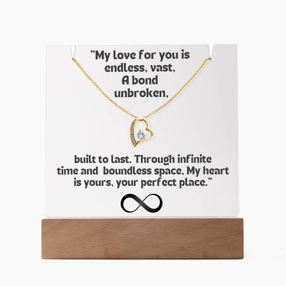 Color LED Acrylic Infinity Card Black Text and  HEART Necklace  For my Wife/ Girlfriend & Husband/ Boyfriend Infinite love Keepsake 4