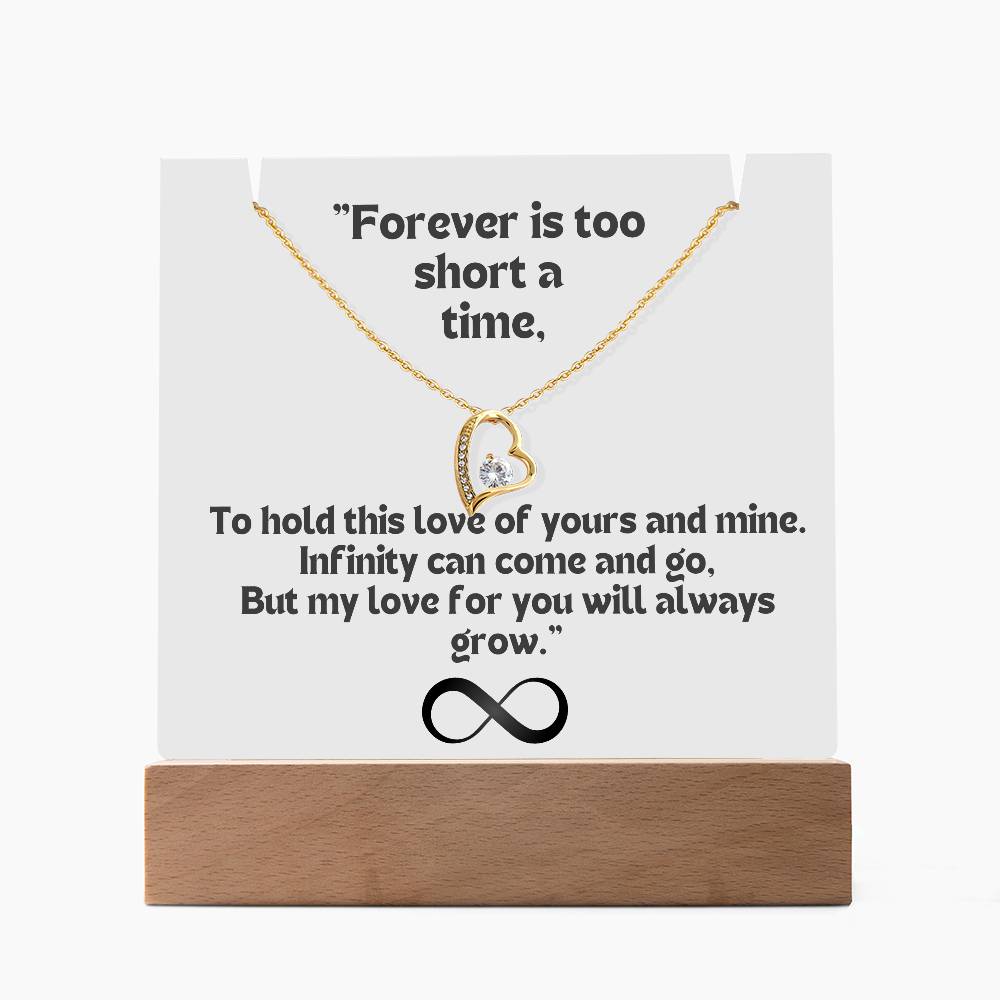 Color LED Acrylic Infinity Card WHITE Background and  HEART Necklace  For my Wife/ Girlfriend & Husband/ Boyfriend Infinite love Keepsake 2