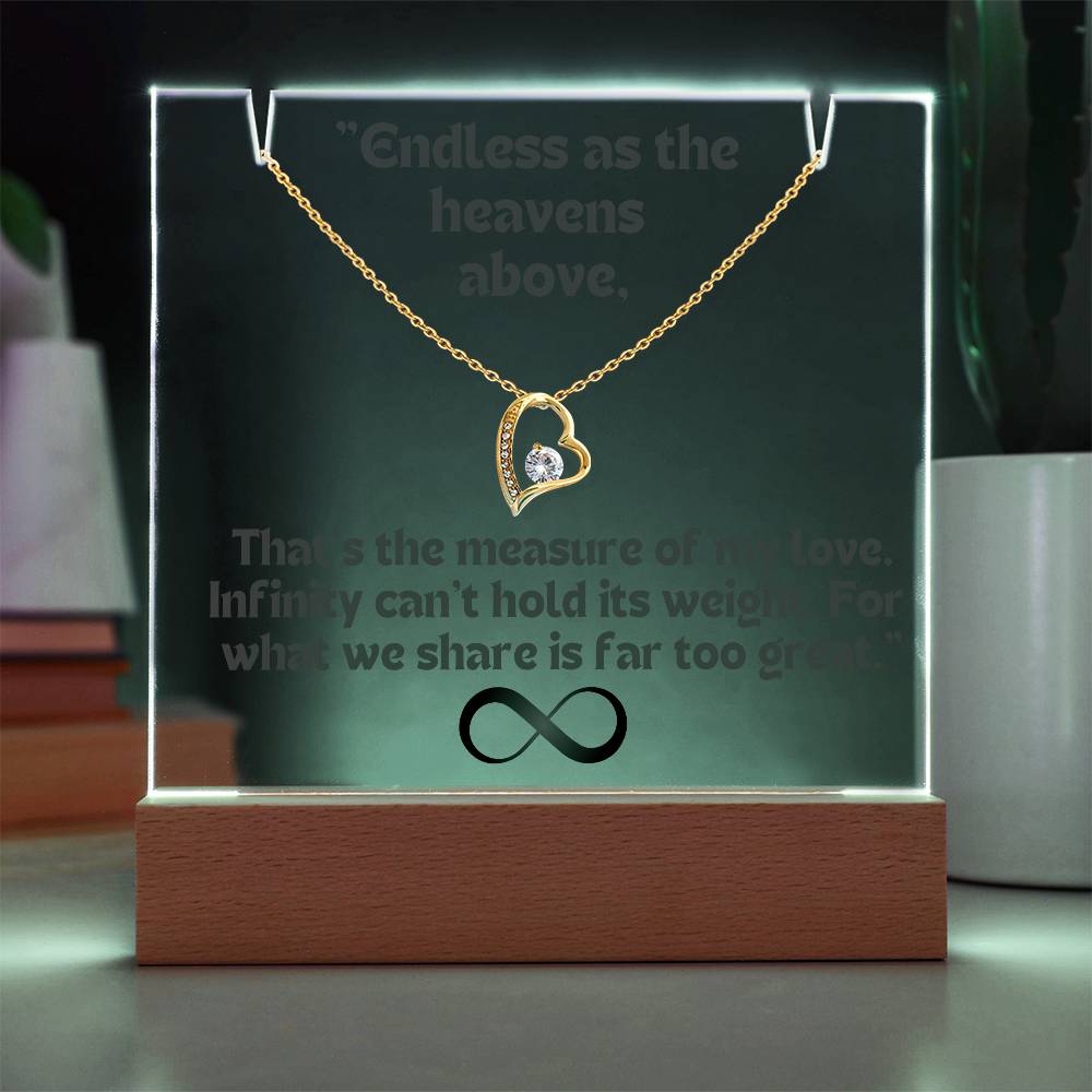 To my Wife/ Girlfriend & Husband/ Boyfriend Infinite love Keepsake Acrylic Infinity Card  Black Text & Heart Necklace 5