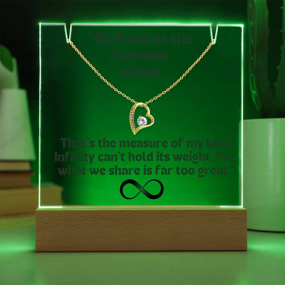 To my Wife/ Girlfriend & Husband/ Boyfriend Infinite love Keepsake Acrylic Infinity Card  Black Text & Heart Necklace 5